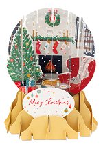 Stockings & Mantel<br>2021 Pop-Up Snow Globe Card